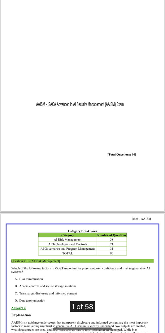 AAISM Past Exam Questions (Exam Dump)
